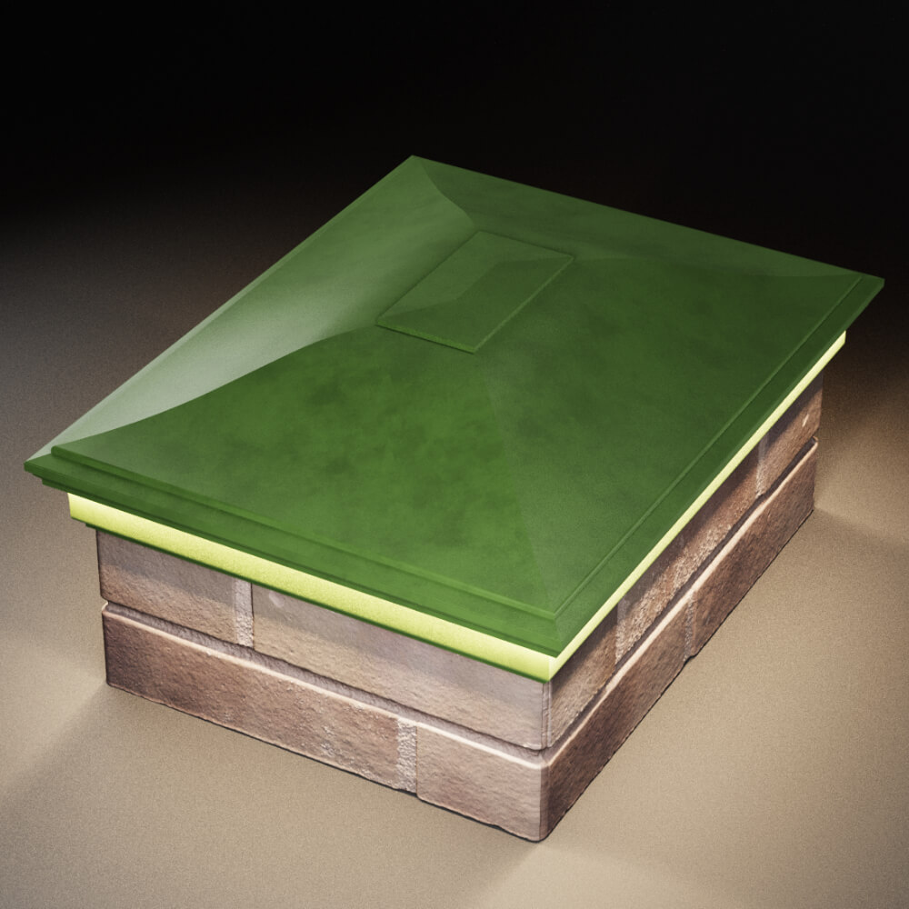 Колпак Zking Монблан Зеленый на столб 2х1.5 кирпича (515х385мм) c подсветкой в Магадане фото