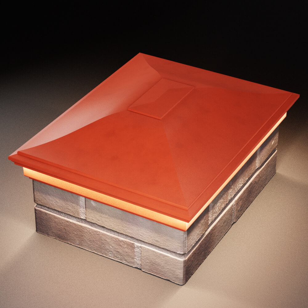 Колпак Zking Монблан Красный на столб 2х1.5 кирпича (515х385мм) c подсветкой в Магадане фото