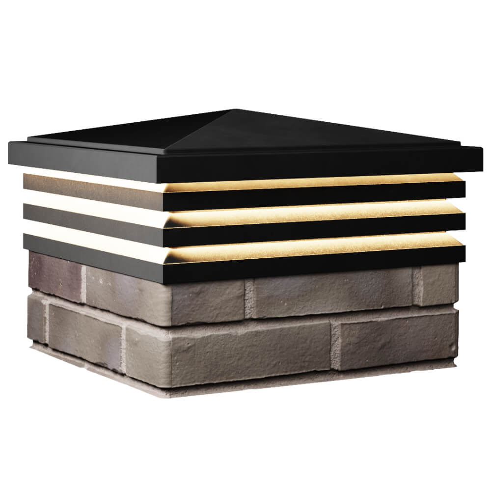 Колпак Zking Бона ХайТек Черный на столб 1.5х1.5 кирпича (385х385мм) с подсветкой в Магадане фото