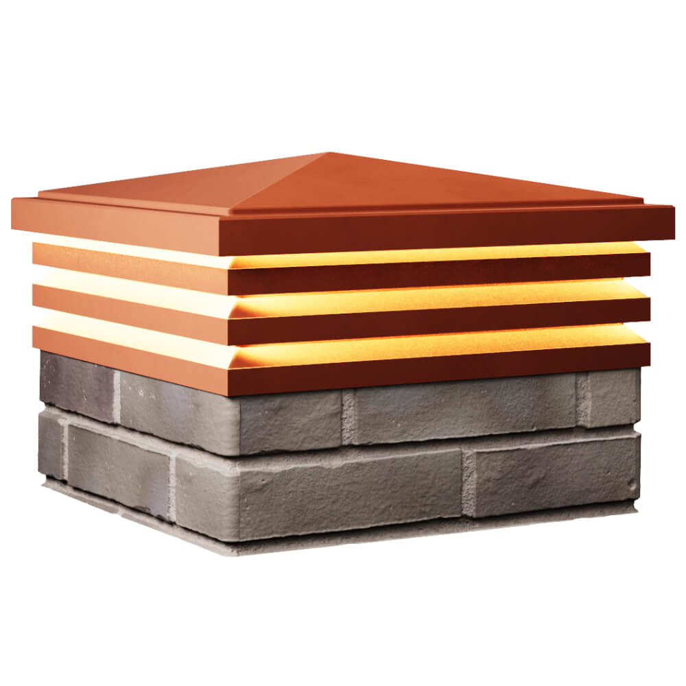 Колпак Zking Бона ХайТек Красный на столб 1.5х1.5 кирпича (385х385мм) с подсветкой в Магадане фото