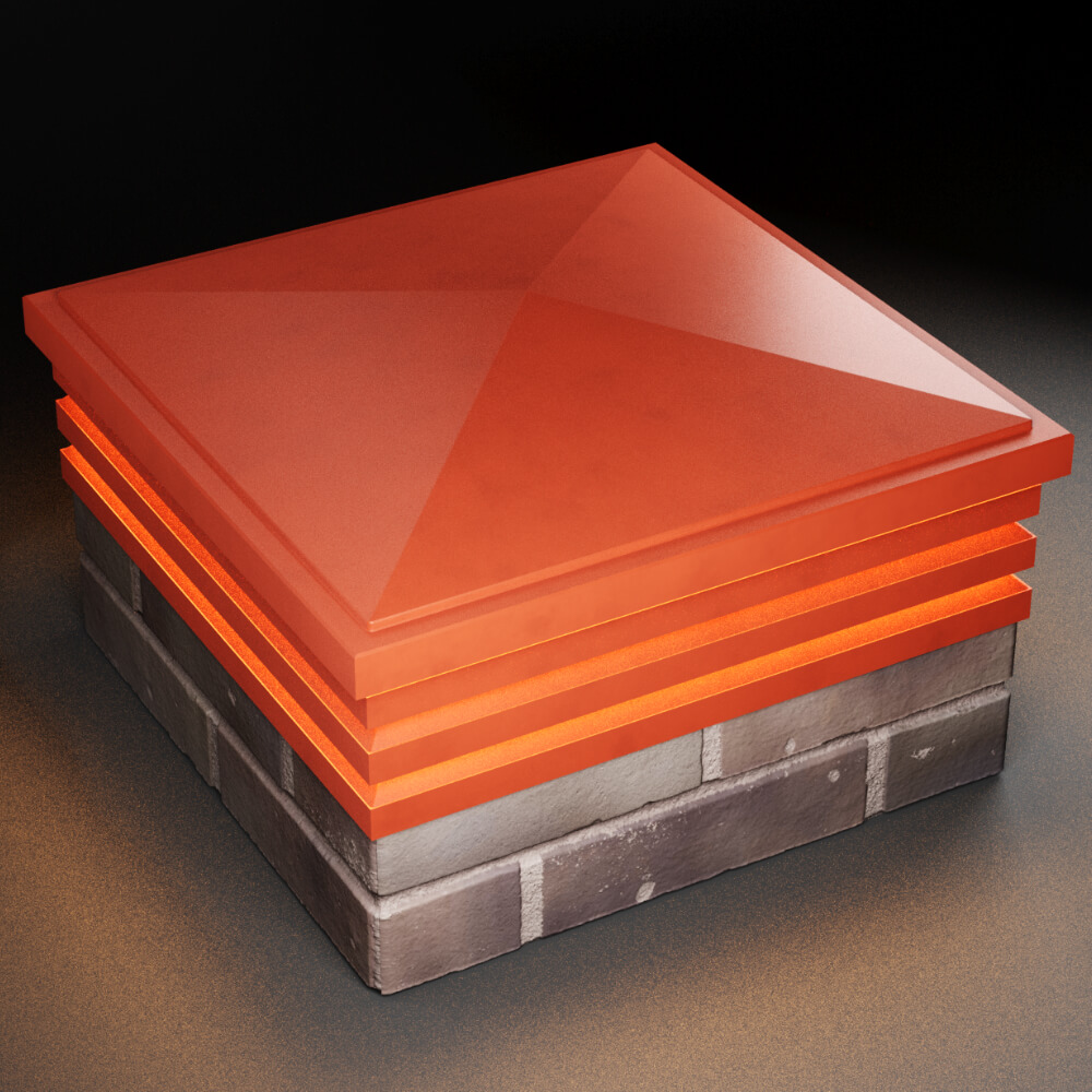 Колпак Zking Бона ХайТек Красный на столб 2х2 кирпича (513х513мм) с подсветкой в Магадане фото