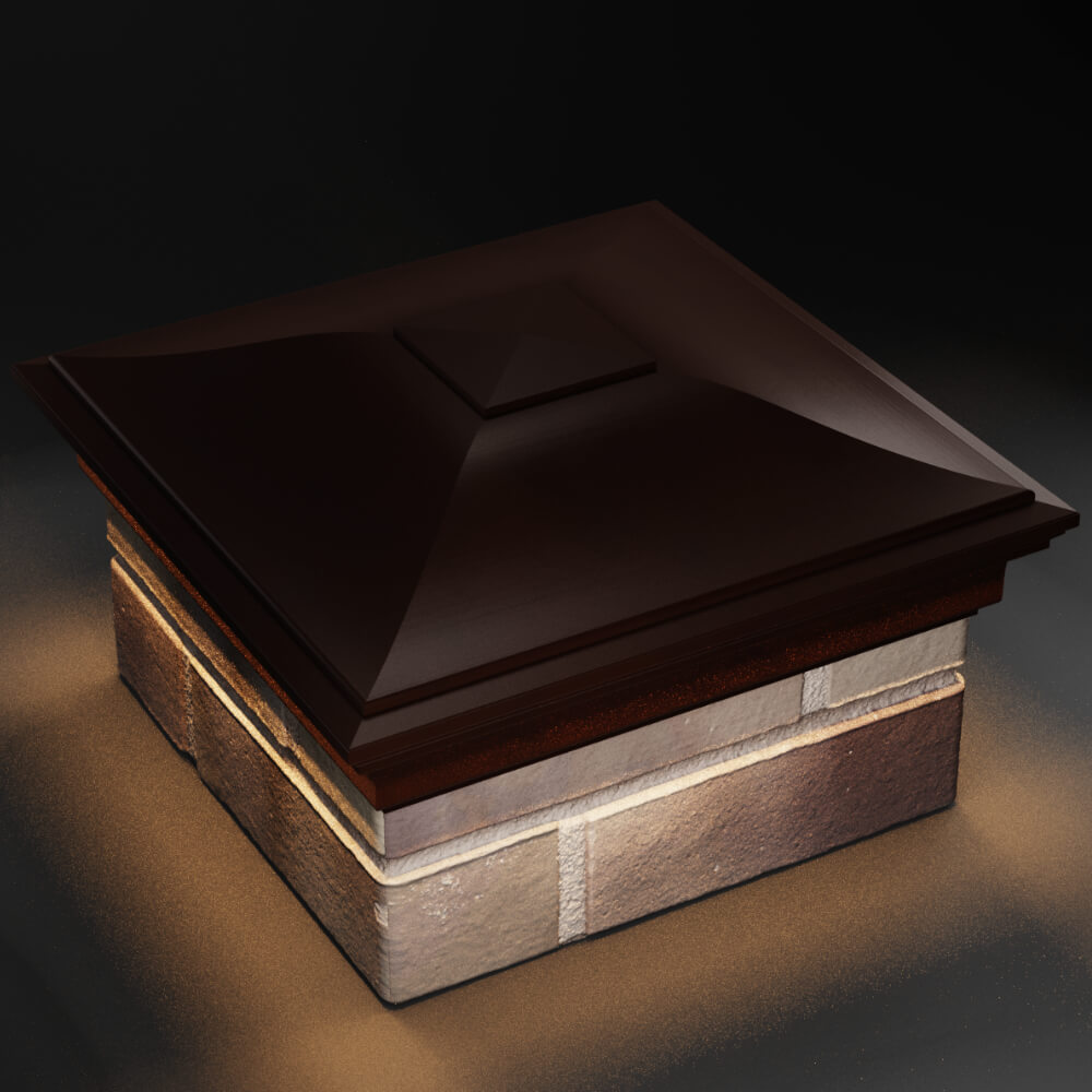 Колпак Zking Монблан Коричневый на столб 1.5х1.5 кирпича (385х385мм) с подсветкой в Магадане фото