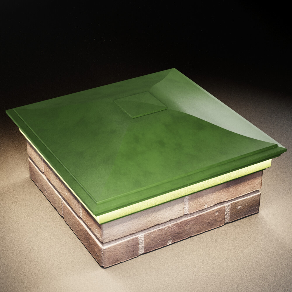 Колпак Zking Монблан Зеленый на столб 2х2 кирпича (515х515мм) c подсветкой в Магадане фото