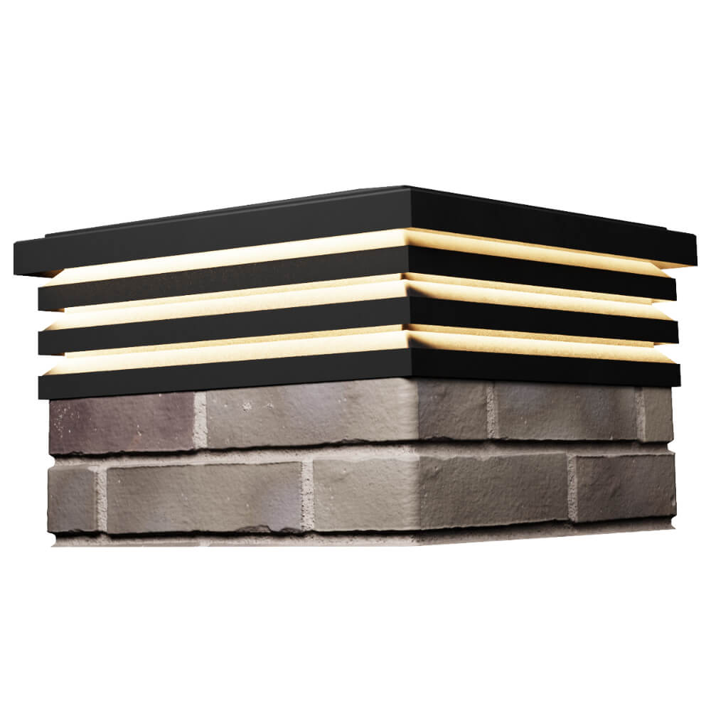 Колпак Zking Бона ХайТек Черный на столб 1.5х1.5 кирпича (385х385мм) с подсветкой в Магадане фото