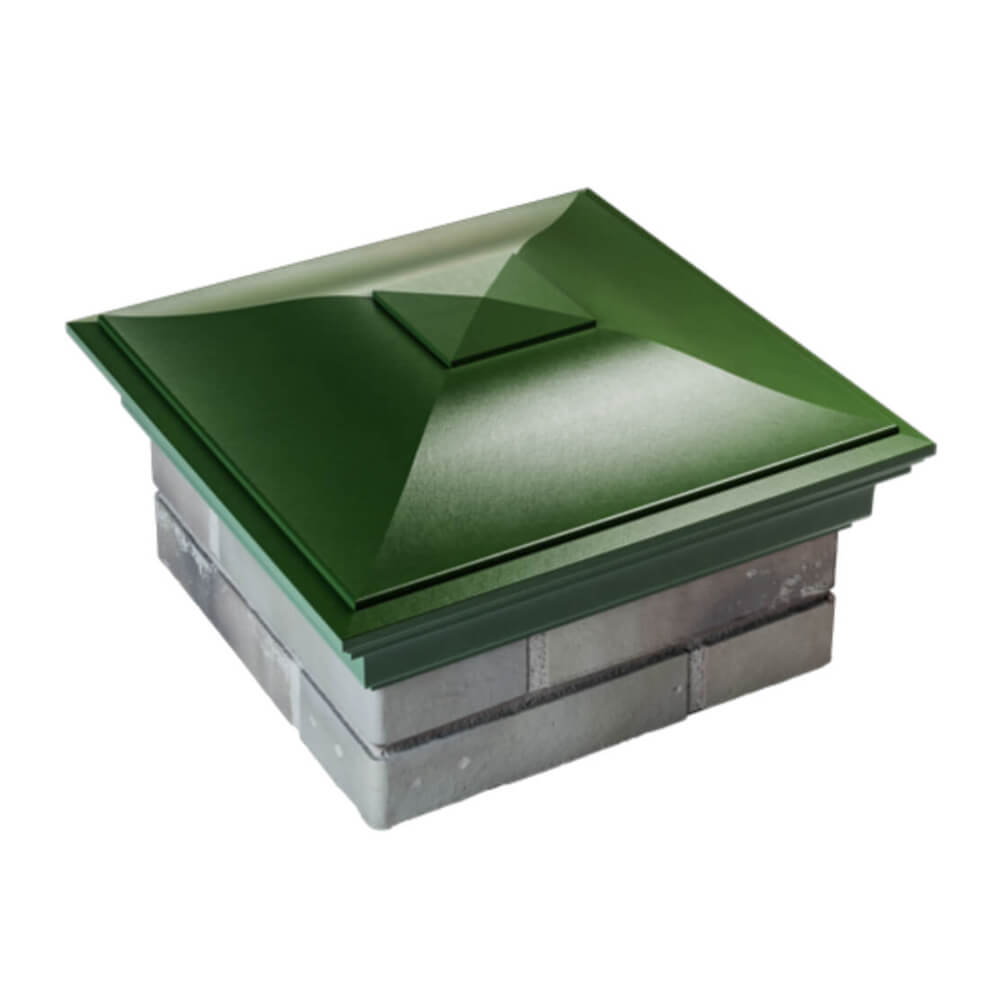 Колпак Zking Монблан Зеленый на столб 1.5х1.5 еврокирпича 0.7НФ (355х355мм) в Магадане фото