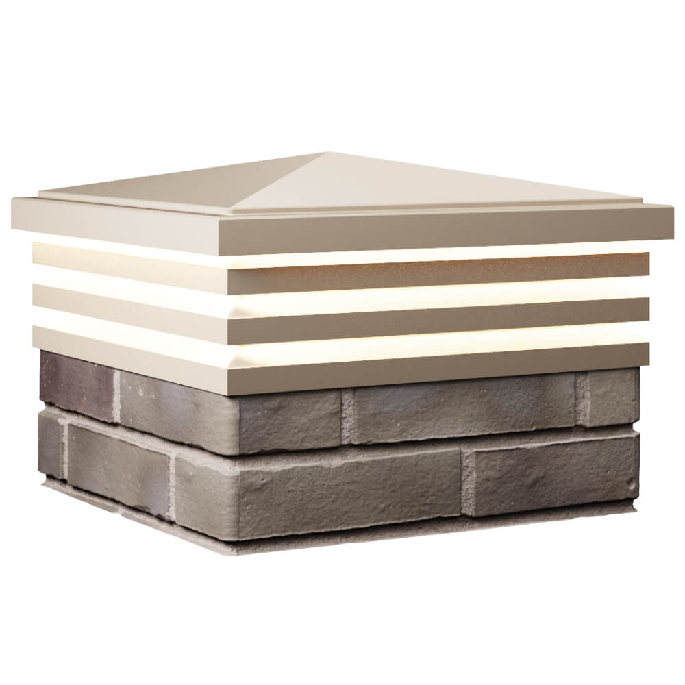 Колпак Zking Бона ХайТек Бежевый на столб 1.5х1.5 кирпича (385х385мм) с подсветкой в Магадане фото