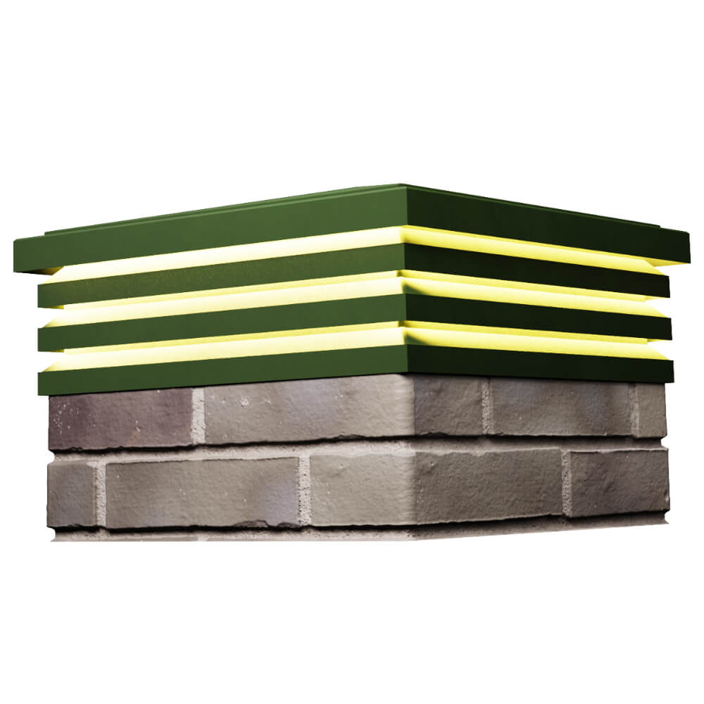 Колпак Zking Бона ХайТек Зеленый на столб 1.5х1.5 кирпича (385х385мм) с подсветкой в Магадане фото