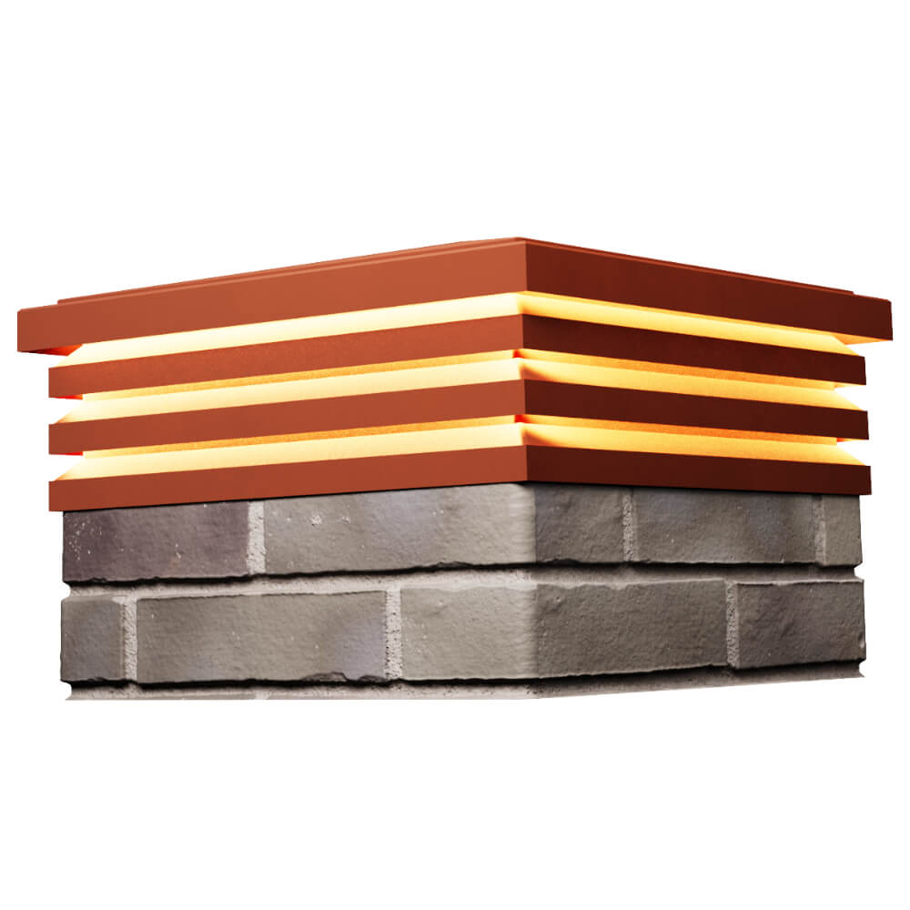 Колпак Zking Бона ХайТек Красный на столб 1.5х1.5 кирпича (385х385мм) с подсветкой в Магадане фото