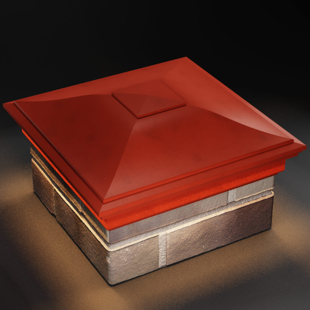 Колпак Zking Монблан Красный на столб 1.5х1.5 кирпича (385х385мм) с подсветкой в Магадане фото