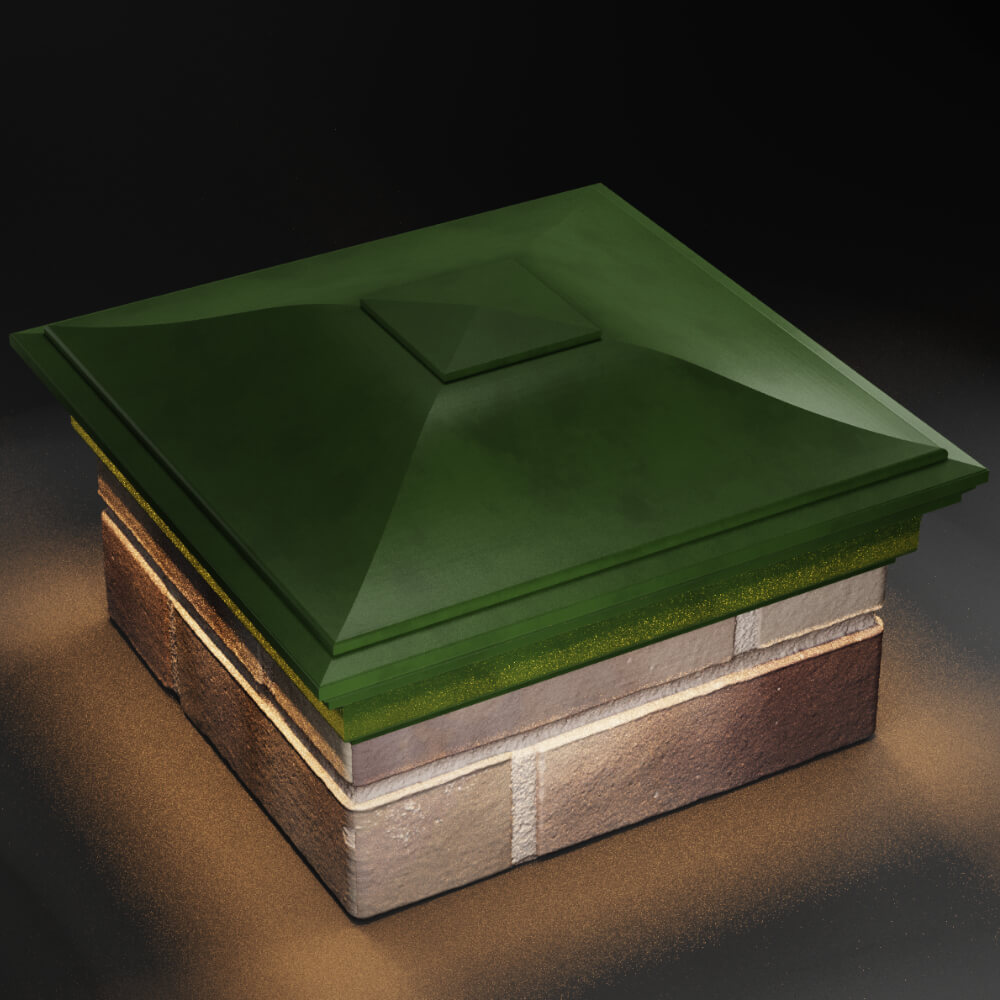 Колпак Zking Монблан Зеленый на столб 1.5х1.5 кирпича (385х385мм) с подсветкой в Магадане фото