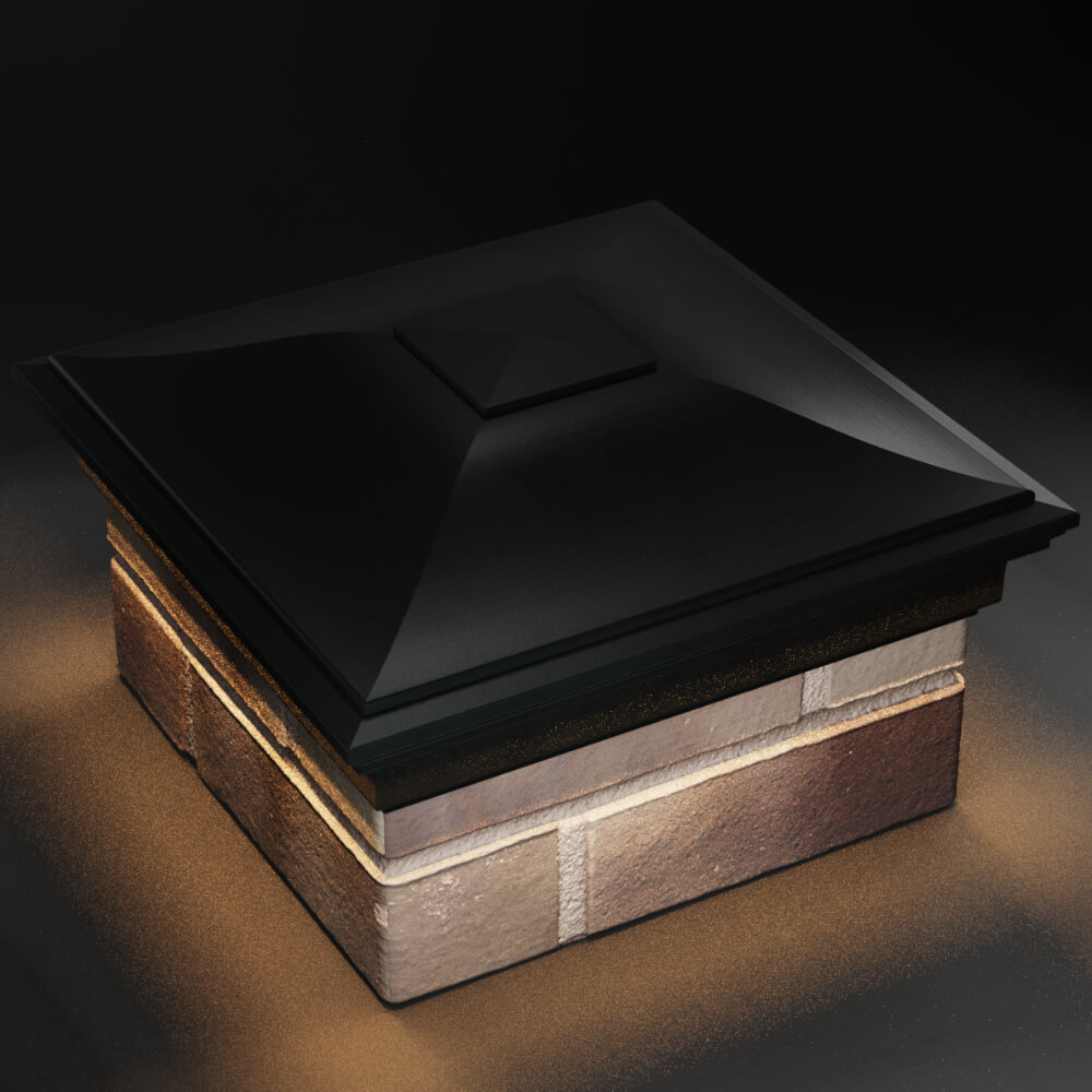 Колпак Zking Монблан Черный на столб 1.5х1.5 кирпича (385х385мм) с подсветкой в Магадане фото